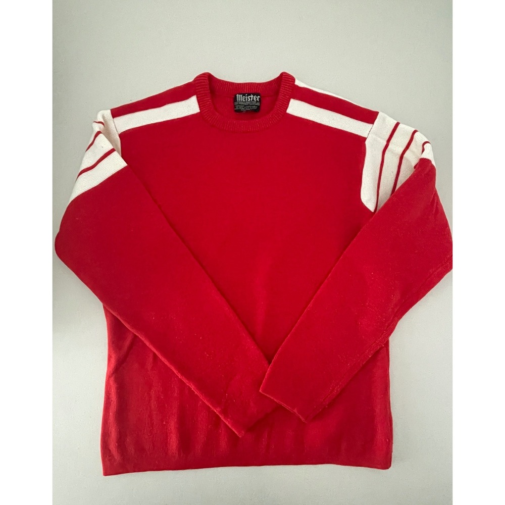 Vintage Meister Red Knit SkinSweater Crew Neck Long Sleeve‎ 1970s